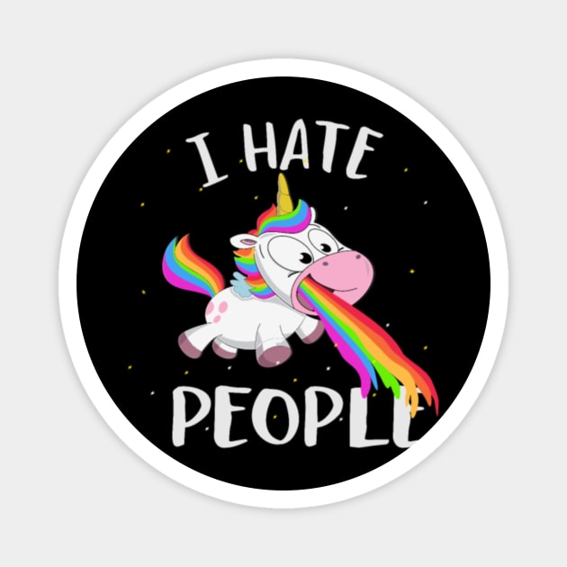 vomiting unicorn - I hate people gift Magnet by tomhilljohnez